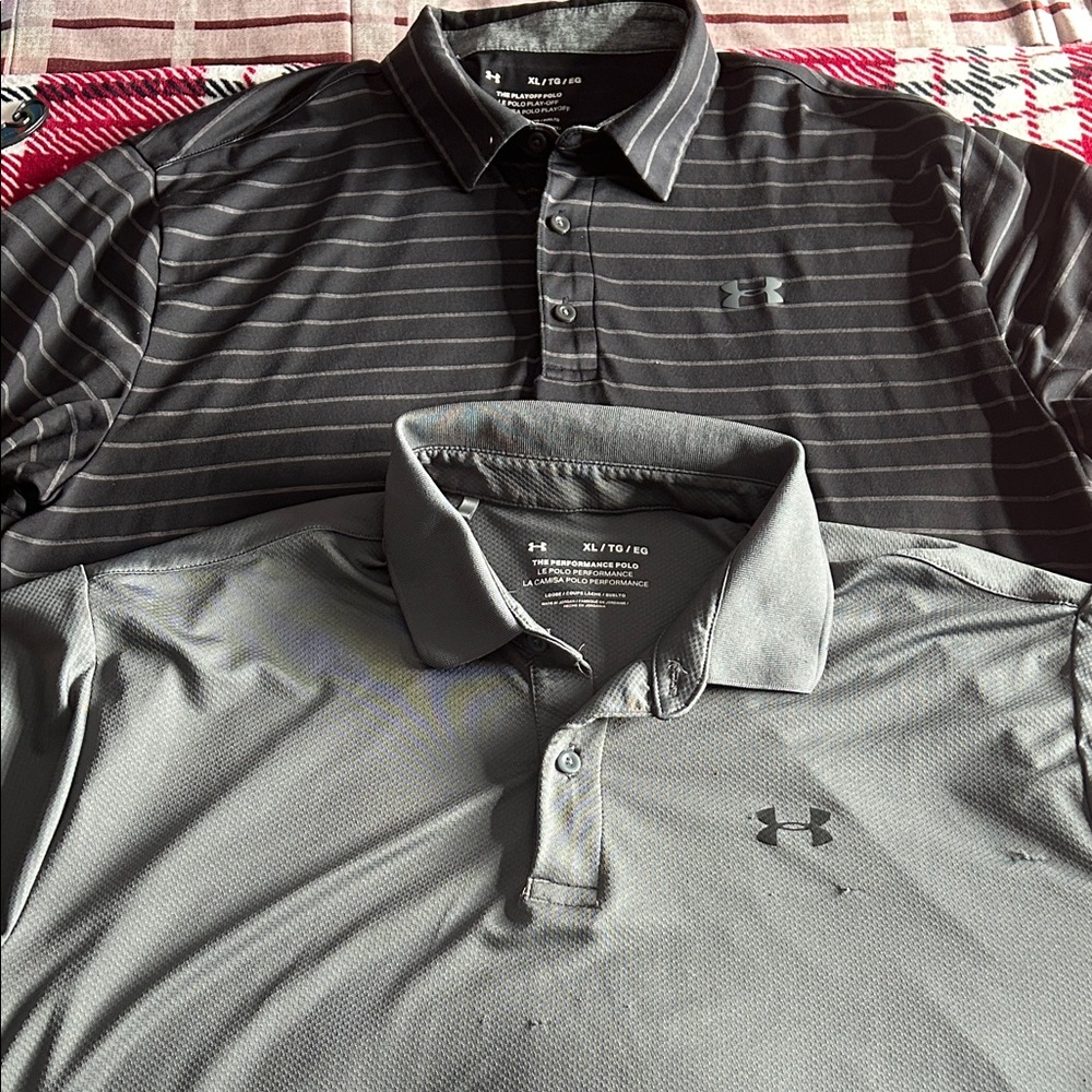 Under Armour Men's Dark and Light Gray Polo Shirts